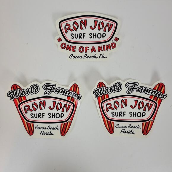 3pcs Ron‎ Jon Surf Shop Decal Stickers "OOAK & World Famous" Cocoa Beach Florida - Picture 1 of 9